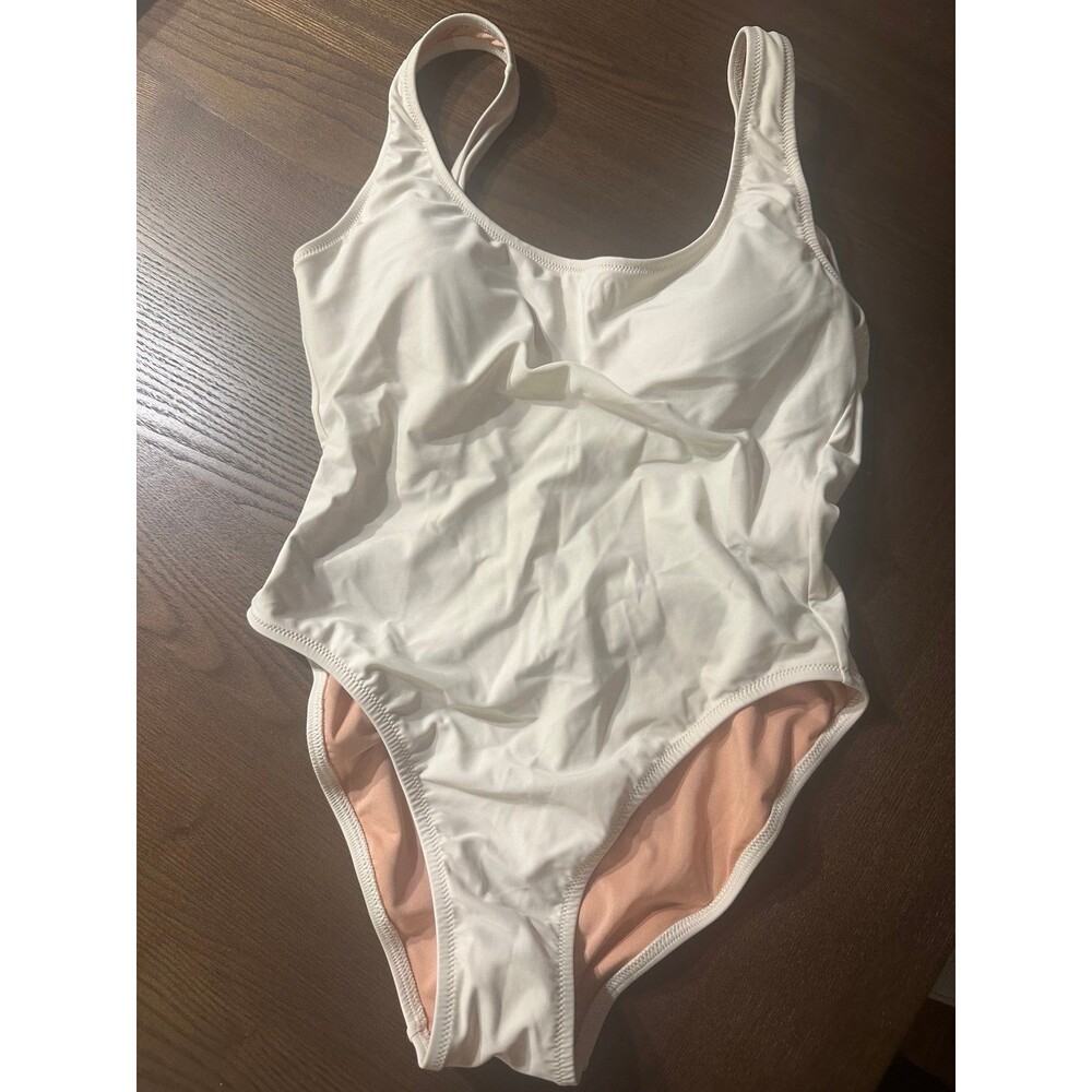 NWT J.Crew Women’s One-Piece Swimsuit – Size 6 – Ivory Scoop Nec